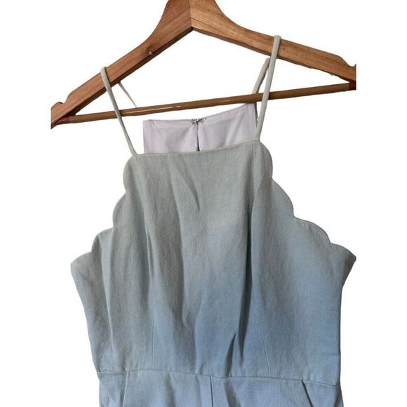 BCBGeneration Light Wash Denim Jumpsuit Scalloped Camisole Sleeveless Size 6 - Picture 4 of 13